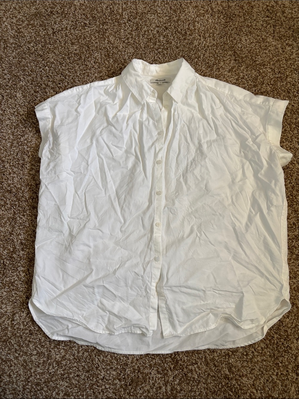 Madewell || White Button Down Collared Central Shirt Cotton Blend Size M